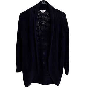 Women's Knitted Long Cardigan - Dusty Black, Size Small‎